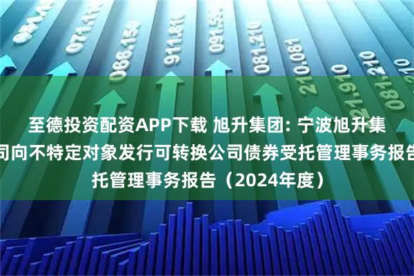 至德投资配资APP下载 旭升集团: 宁波旭升集团股份有限公司向不特定对象发行可转换公司债券受托管理事务报告（2024年度）