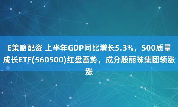 E策略配资 上半年GDP同比增长5.3%，500质量成长ETF(560500)红盘蓄势，成分股丽珠集团领涨