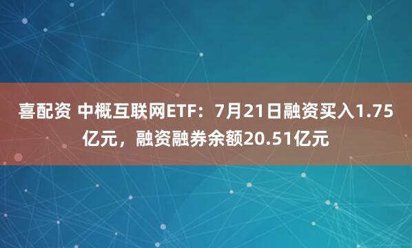 喜配资 中概互联网ETF：7月21日融资买入1.75亿元，融资融券余额20.51亿元