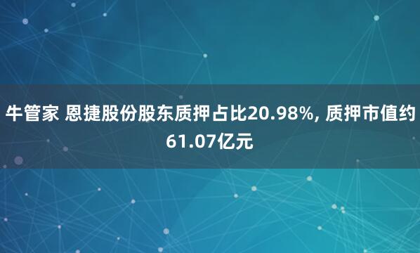 牛管家 恩捷股份股东质押占比20.98%, 质押市值约61.07亿元
