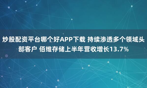 炒股配资平台哪个好APP下载 持续渗透多个领域头部客户 佰维存储上半年营收增长13.7%