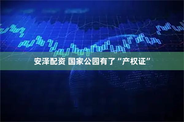 安泽配资 国家公园有了“产权证”